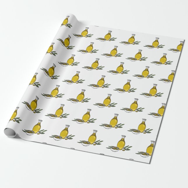 Olive oil cartoon illustration  wrapping paper (Unrolled)