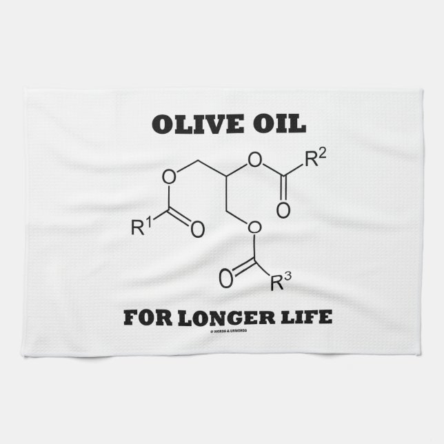 Olive Oil For Longer Life (Molecule) Tea Towel (Horizontal)