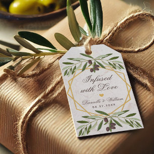 Olive Oil Infused with Love Foliage Wedding Favour Gift Tags