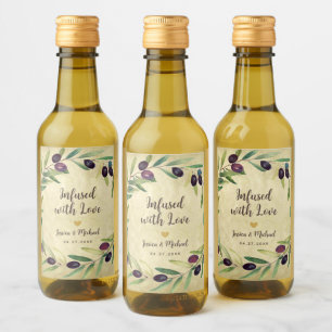 Olive Oil Infused with Love Rustic Wedding Favours Wine Label