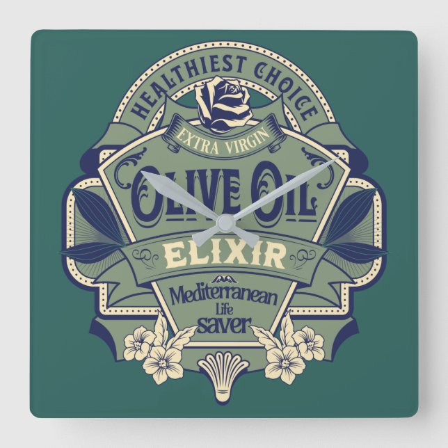  Olive Oil lover label vintage Square Wall Clock (Front)