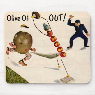 Olive Oil Out olive playing baseball Mouse Mat