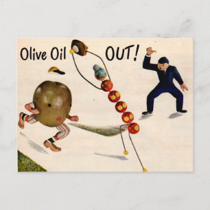 Olive Oil Out olive playing baseball Postcard