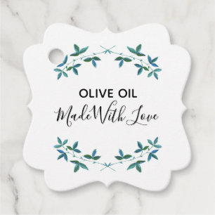 Olive oil sprig homemade food essentials favour tags