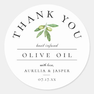 Olive Oil Thank You Favour Classic Round Sticker