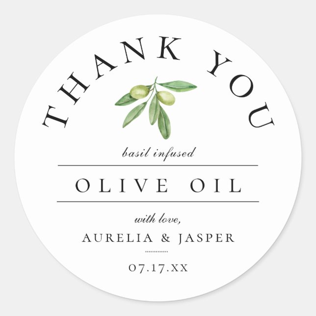 Olive Oil Thank You Favour Classic Round Sticker (Front)