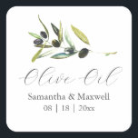 Olive Oil Wedding Favors Sticker<br><div class="desc">Perfect for olive oil wedding favors and rustic wedding favors reception ideas, these wedding favors stickers feature the words “Olive Oil” in a modern script, making them ideal for any olive theme wedding or elegant olive wedding celebration. A delicate watercolor olive branch adorns the top, adding a timeless touch that...</div>