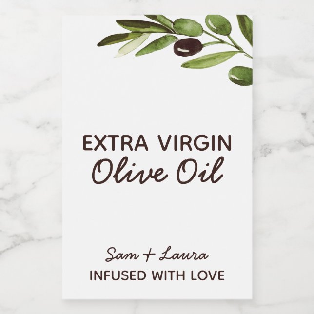 Olive Oil Wedding Favour Label Modern Rustic (Single Label)