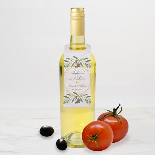 Olive Oil Wedding Favours Infused with Love Foliag Bottle Tag