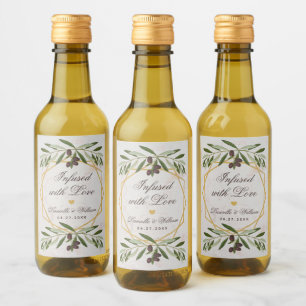 Olive Oil Wedding Favours Infused with Love Foliag Wine Label