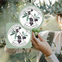 Olive Oil with Vintage Olive Illustration Sticker