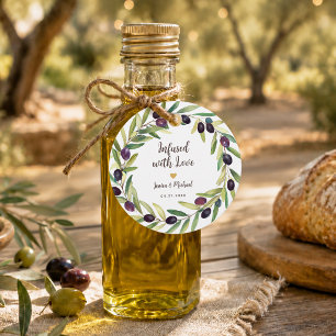 Olive Oil Wreath Infused with Love Foliage Wedding Favour Tags