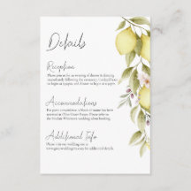 Olive Orchard Wedding Details Card