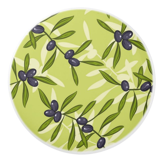 Olive Pattern Ceramic Knob (Front)