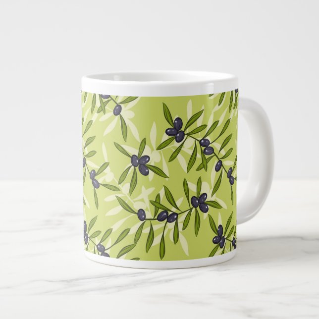 Olive Pattern Large Coffee Mug (Front Right)