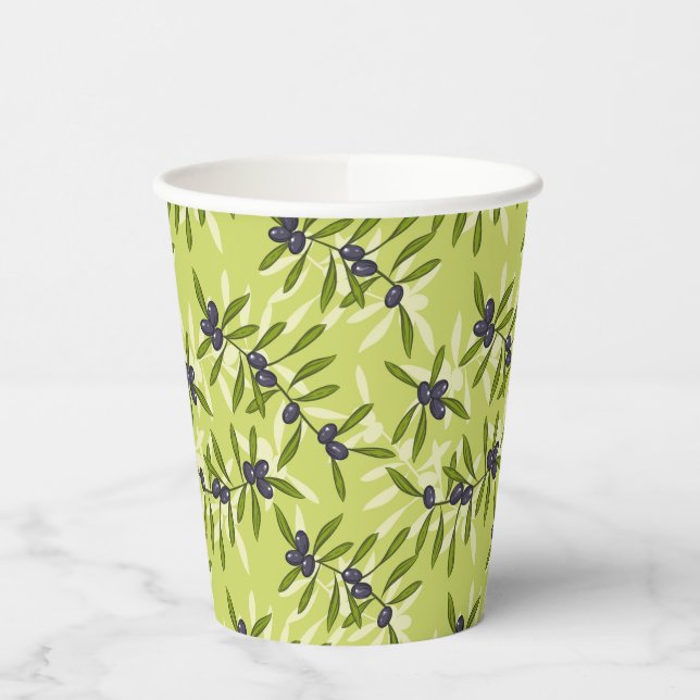 Olive Pattern Paper Cups (Left)