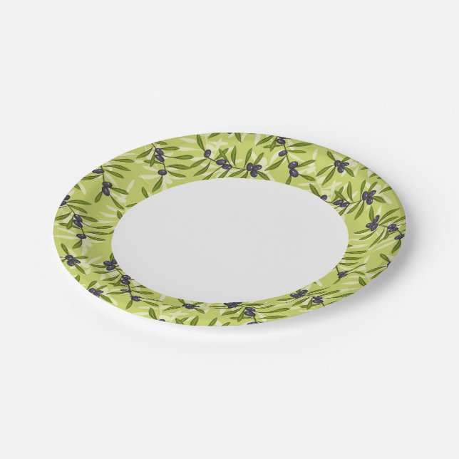 Olive Pattern Paper Plate (Angled)
