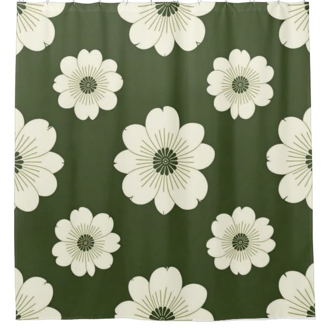 Olive Petals Shower Curtain (Front)