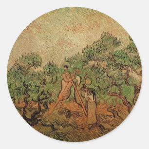 Olive Picking by Vincent van Gogh Classic Round Sticker