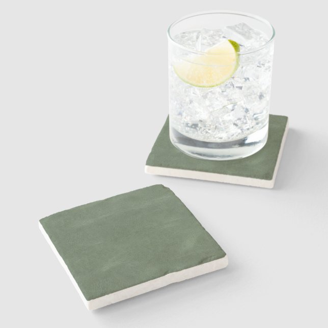Olive Pistachio Green Texture Christmas  Stone Coaster (Side)