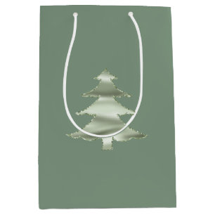 Olive Pistachio Mint Green Christmas Tree Medium Gift Bag