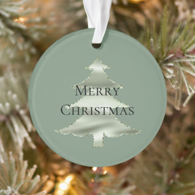 Olive Pistachio Mint Green Christmas Tree Ornament (Tree)