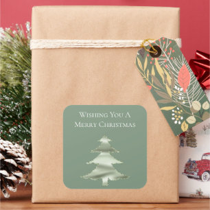 Olive Pistachio Mint Green Christmas Tree Square Sticker