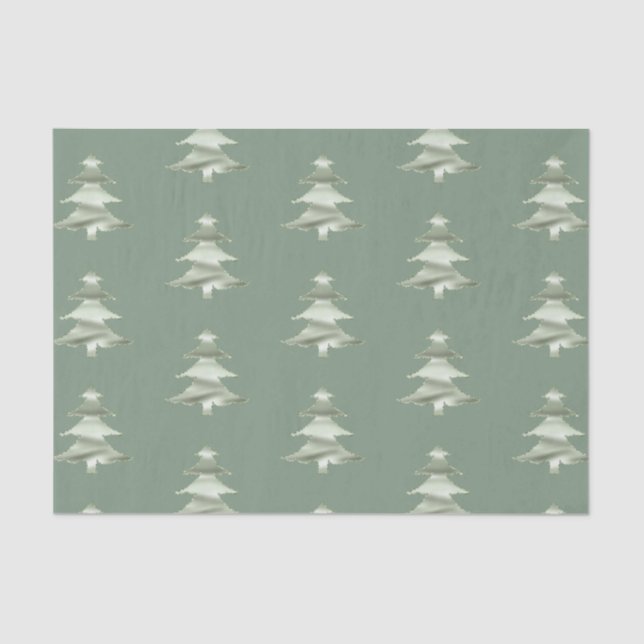 Olive Pistachio Mint Green Christmas Tree Tissue Paper (Front)