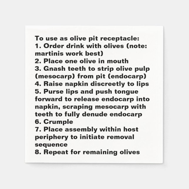 Olive Pit cocktail napkin (Front)