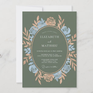 Olive Powder Petal Wedding Invitation