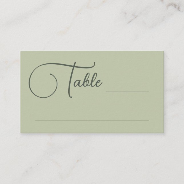 Olive Pretty Script Table Wedding Escort Card (Front)