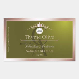 Olive Product Label Rose Gold Frame Logo Monogram