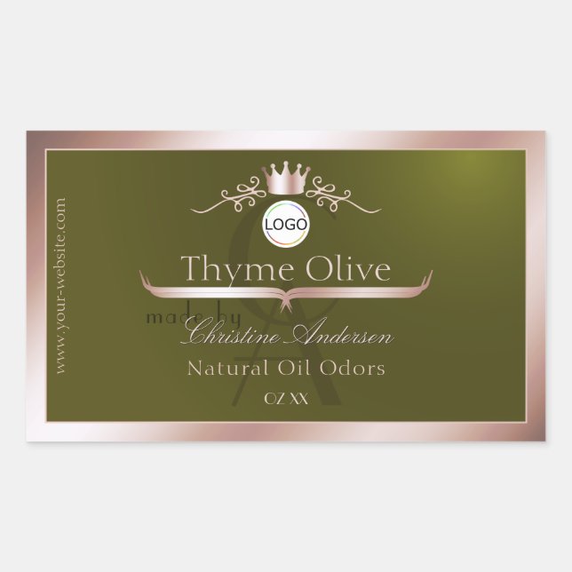 Olive Product Label Rose Gold Frame Logo Monogram (Front)