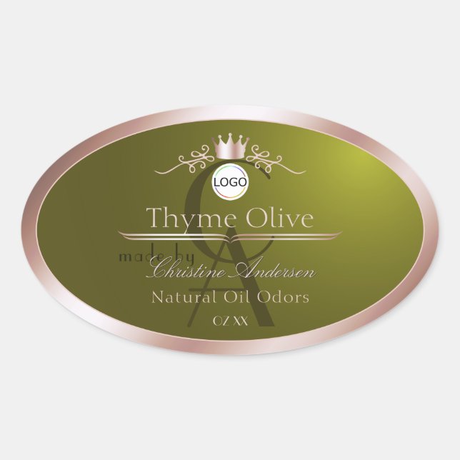 Olive Product Label Rose Gold Frame Logo Monogram (Front)