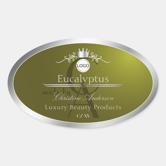 Olive Product Label Silver Frame Logo and Monogram (Front)