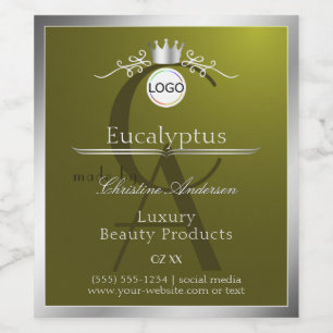 Olive Product Label Silver Frame Logo and Monogram