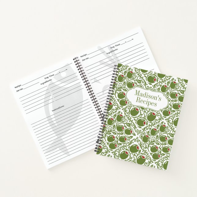 Olive Rustic Farmhouse French Country Recipe Notebook (Inside)