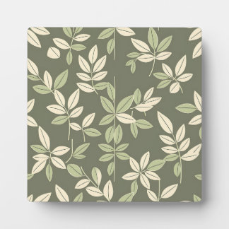 Olive Sage Botanical Leaves Pattern Plaque