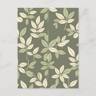 Olive Sage Botanical Leaves Pattern Postcard