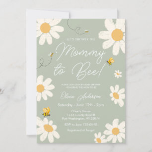 Olive Sage Daisy Retro Mummy to Bee Baby Shower  Invitation