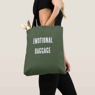 Olive Sage Emotional Baggage Minimalistic Tote Bag