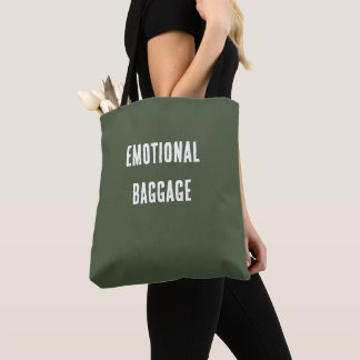 Olive Sage Emotional Baggage Minimalistic Tote Bag