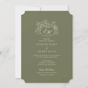 Olive Sage Fall Botanical Wedding Invitation