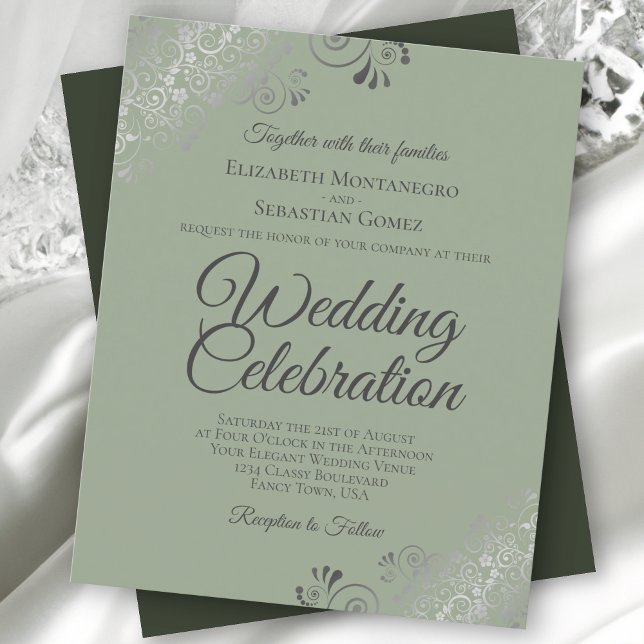Olive & Sage Frilly BUDGET Wedding Invitation (Creator Uploaded)