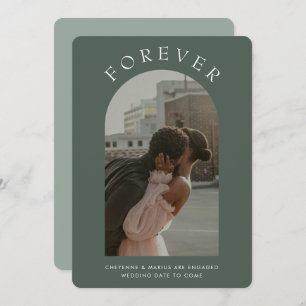Olive Sage Green Arch Modern Photo Engagement Save The Date
