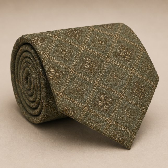 Olive Sage Green Diamond Geometric Tie (Creator Uploaded)