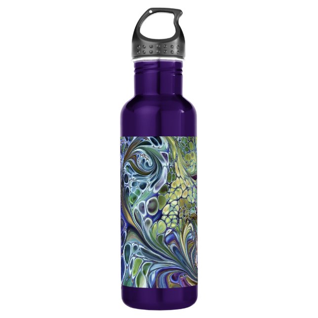 Olive sage green, purple blue burgundy 710 ml water bottle (Front)