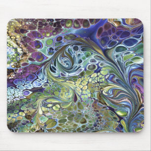 Olive sage green, purple blue burgundy abstract mouse mat
