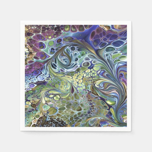 Olive sage green, purple blue burgundy abstract napkin (Front)