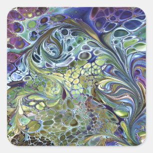 Olive sage green, purple blue burgundy abstract square sticker